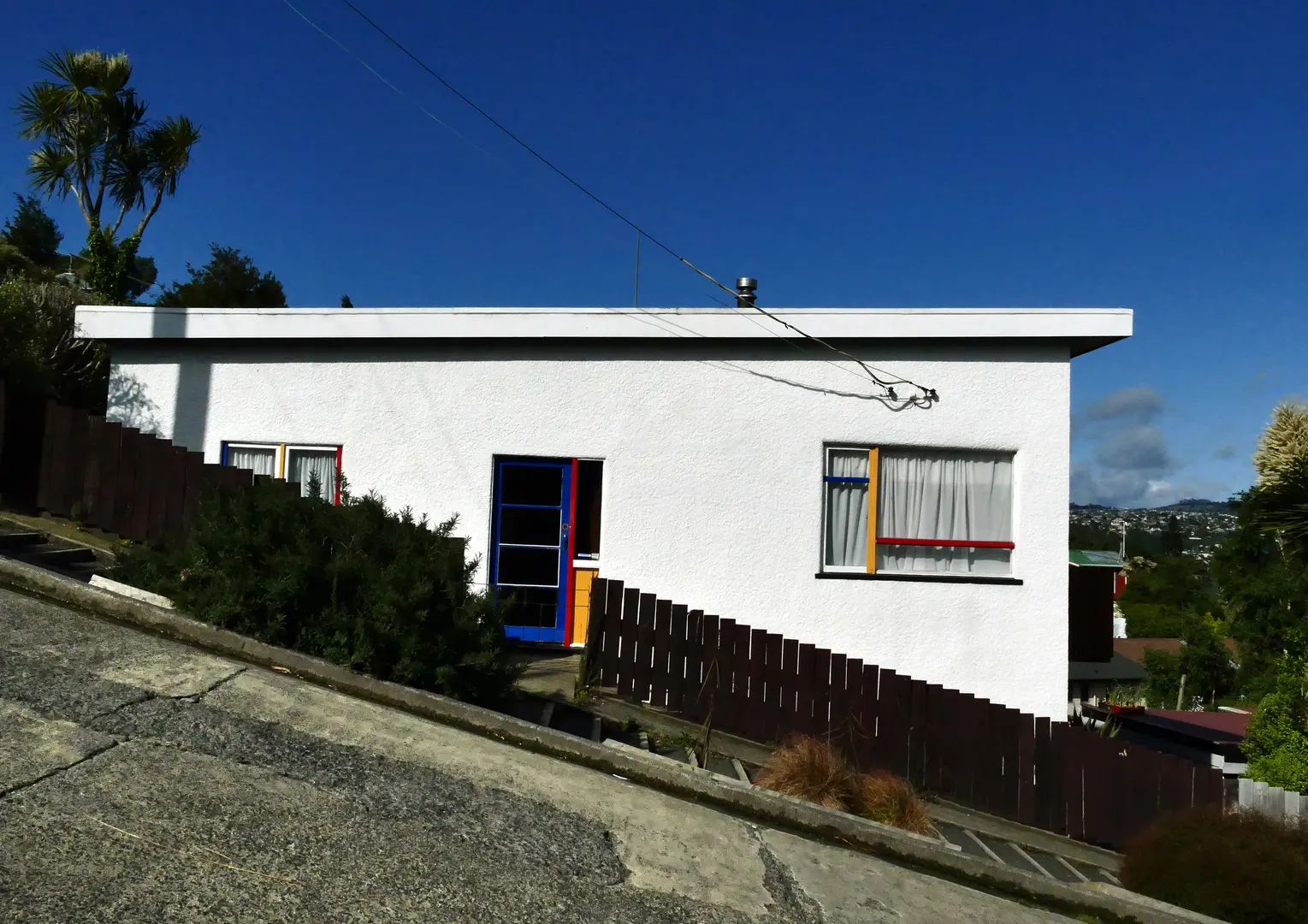 A house perched on a very steep slope